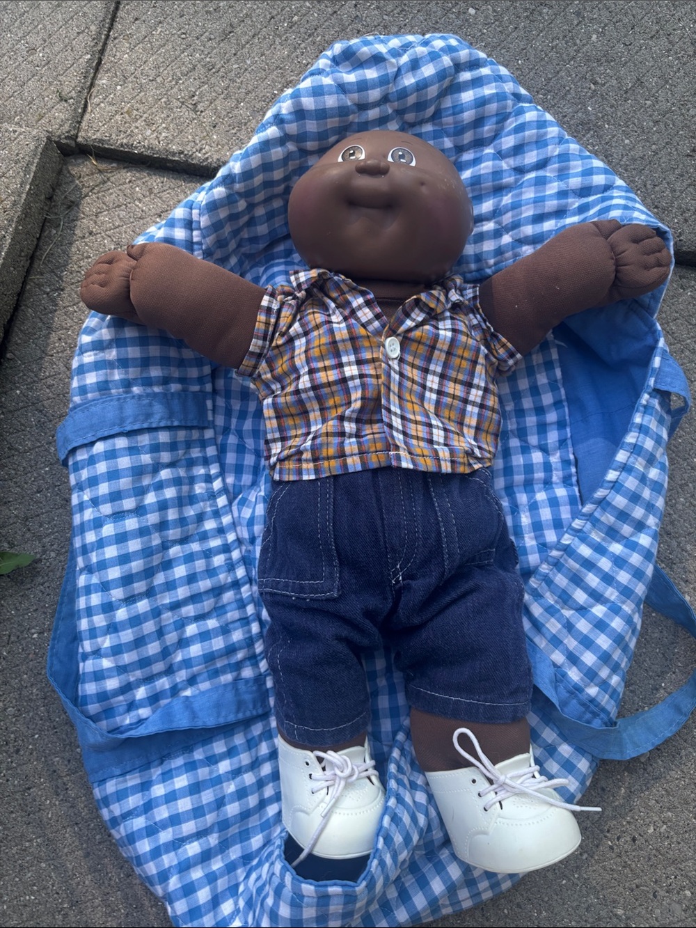 Original 1980 Cabbage Patck Kid (Alphonso) with Blue Gingham Carrying Nest